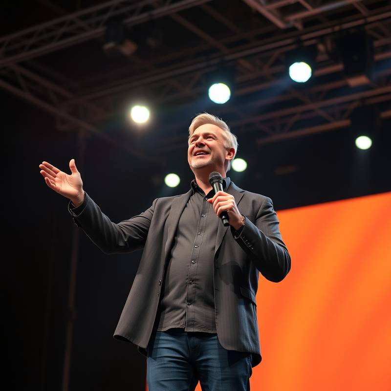 Motivational speaker on stage